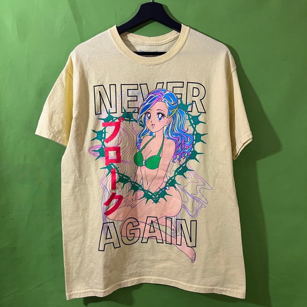NBA YOUNGBOY Never Broke Again Anime T-Shirt Mens Large Yellow Streetwear Tee
